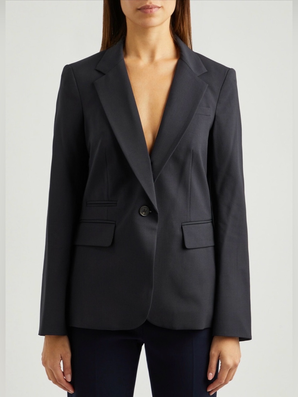 Veronica Beard Classic Wool Navy Dickey Jacket Single-Button Tailored Blazer 12